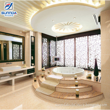 Best choice Super Gold Yellow Color Noble hotel lobby hall double layer Polished Porcelain Floor Tile in Foshan